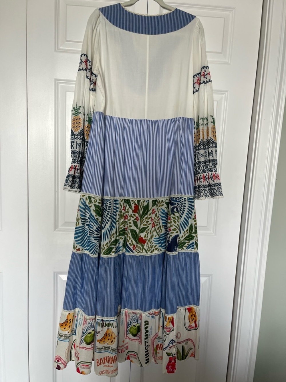 FARM Rio Blue, White & Multicolor Patchwork Maxi Dress - Picture 7 of 16